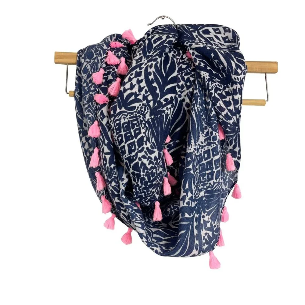 Lilly Pulitzer High Tide by Land or By Sea Resort Infinity Loop Scarf Navy White